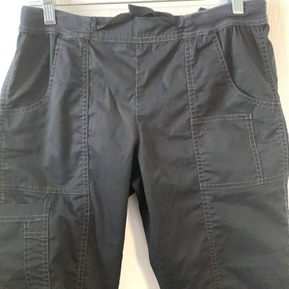 Rampage Womens Paisley Print Scrub Top & Black Pants Set S Cotton Blend - Picture 11 of 15